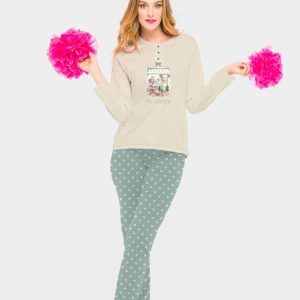 Pigiama Donna Manica Lunga “Fleuriste” Intelock 100% Caldo Cotone Con Bottoni