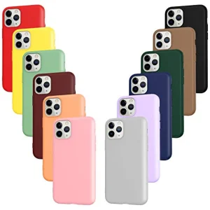ivoler 12 Pack Case for iPhone 11 Pro, Slim Soft TPU Silicone Anti-Scratch Shockproof Phone Case Cover (Black, Gray, Blue, Dark Green, Green, Purple, Pink, Wine Red, Red, Yellow, Orange, Brown)