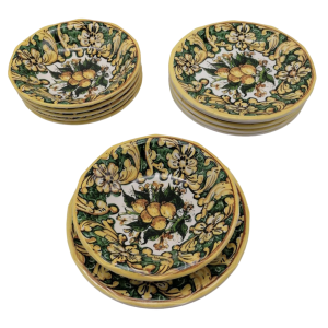 Servizio Piatti Linea Maiolica Set 12 Pezzi X 6 Persone Fine Ceramica Italiana