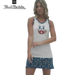 Canotta Corta Pigiama Donna Corto Renato Balestra In Cotone Spallina Stretta