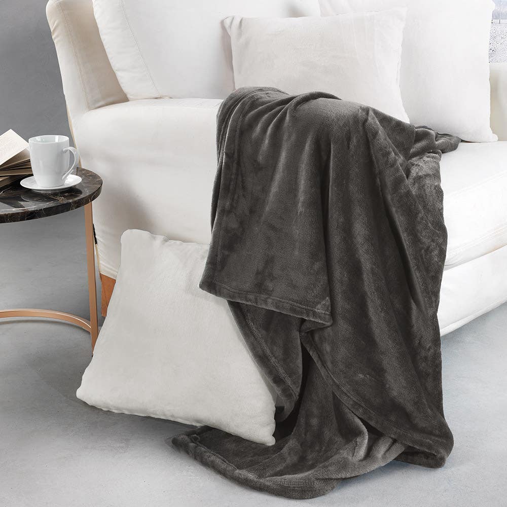 Plaid Coperta Vallesusa “Flannel” In Morbido Pile Tinta Unita Misura 200×230 Cm