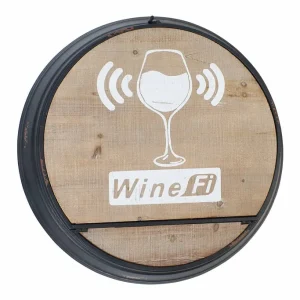 Tavolo Mensola Wine-Fi, Apribile, Portabottiglie e Bicchieri, in Metallo e Legno
