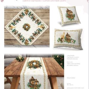 Cuscino Arredo Fantasia Natalizia Vingi In Gobelin Decorazione Natale 45×45 Cm