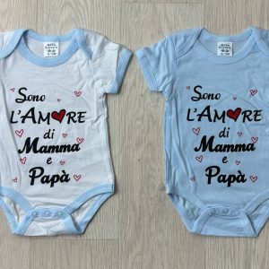 Coppia Body Americano Nancy Baby Neonato Bimbo Mezze Maniche In Puro Cotone