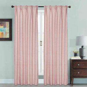 Coppia Tenda Preziosa Arredo Casa Con Anelli In Canapone 140x290cm Tinta Unita