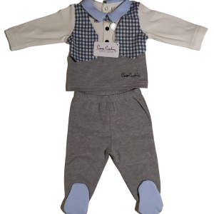 Tutina 2 Pezzi In Caldo Cotone “Pierre Cardin” Neonato Baby Maschile Limited Edition