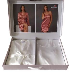Parure Completo Donna Elegante Sposa Vestaglia + Sottoveste In Raso La Birba