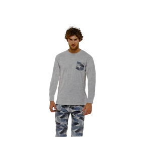 Pigiama Uomo Cotone 100% Estivo Primaverile Fresco Manica Lunga Con Taschino