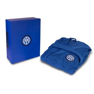 Accappatoio Uomo F.C. Inter In Spugna 100% Cotone Tasche Cappuccio Con Logo