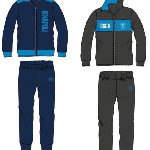 Tuta Uomo Da Casa S.S.C Napoli Prodotto Ufficiale Felpa Con Zip e Logo In Pile