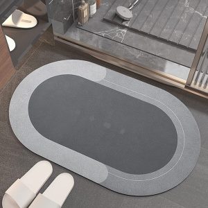 Tappeto Tappetino Da Bagno In Gomma Super Assorbente Antiscivolo Ovale 40×60 Cm