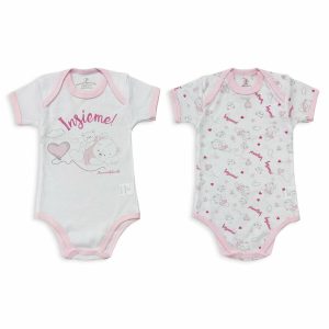 Coppia Body Americano Neonata Cotone Bimba Mezze Maniche Nazareno Gabrielli