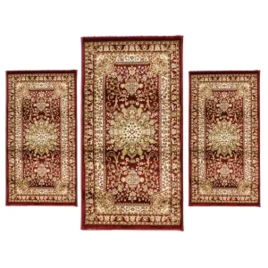 Set 3 Tappeti Forma Rettangolare Camera Letto Scendiletto Persiano Elegante