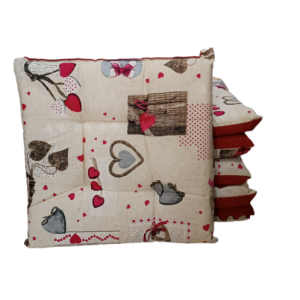 6 Pezzi Coprisedia Cuscini 4 Punti Con Lacci In Fantasia Shabby Disegno Cuori